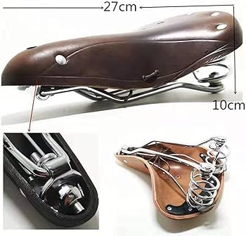 オレンジ 一輪車 クッション付きサドル Amazon | KCNN 自転車サドル レトロ 茶色の革 サドルクッション